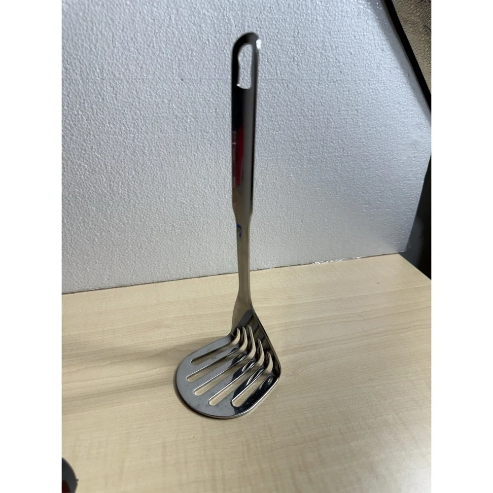 INOX Edelstahl Rost Frei 18/8 Heavy Stainless Slotted Angled‎ Spatula/Masher